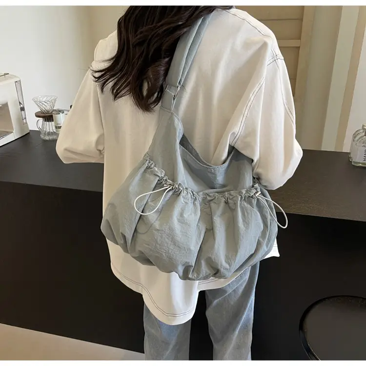 Korean Style Grey Nylon Shoulder Bag Large Capacity — feature 42