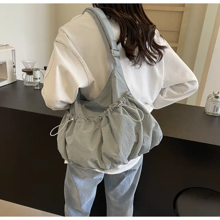 Korean Style Grey Nylon Shoulder Bag Large Capacity — feature 43