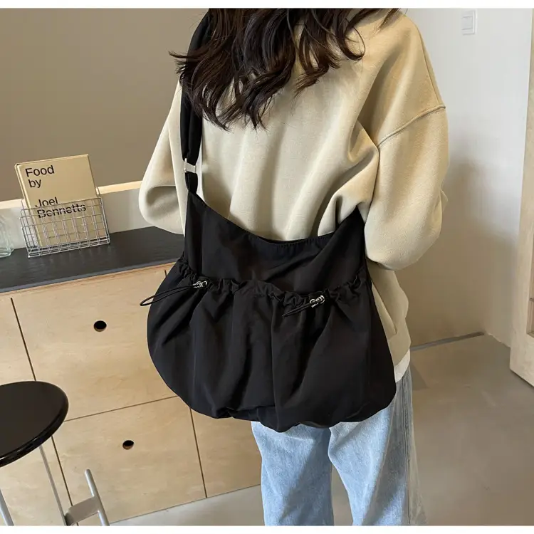 Korean Style Grey Nylon Shoulder Bag Large Capacity — feature 45
