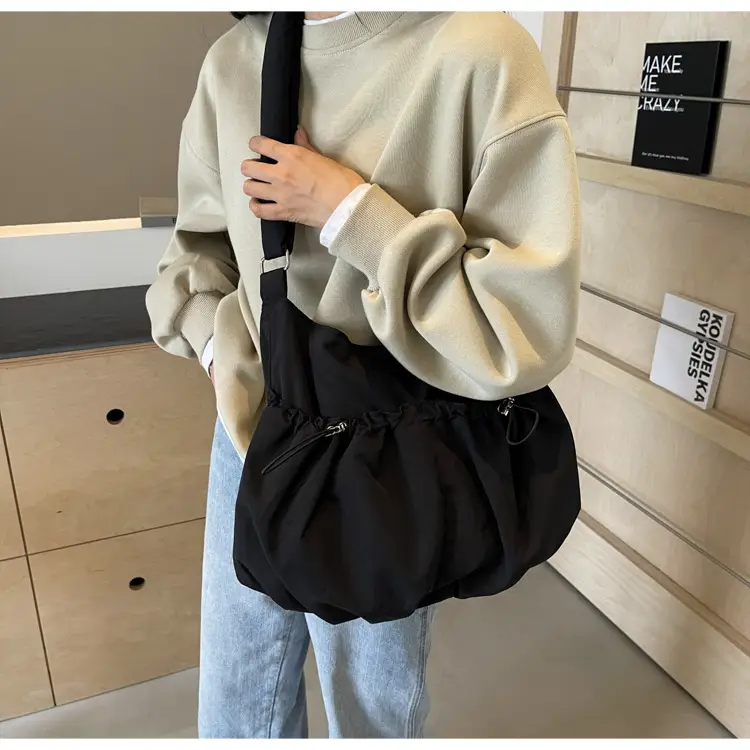 Korean Style Grey Nylon Shoulder Bag Large Capacity — feature 46