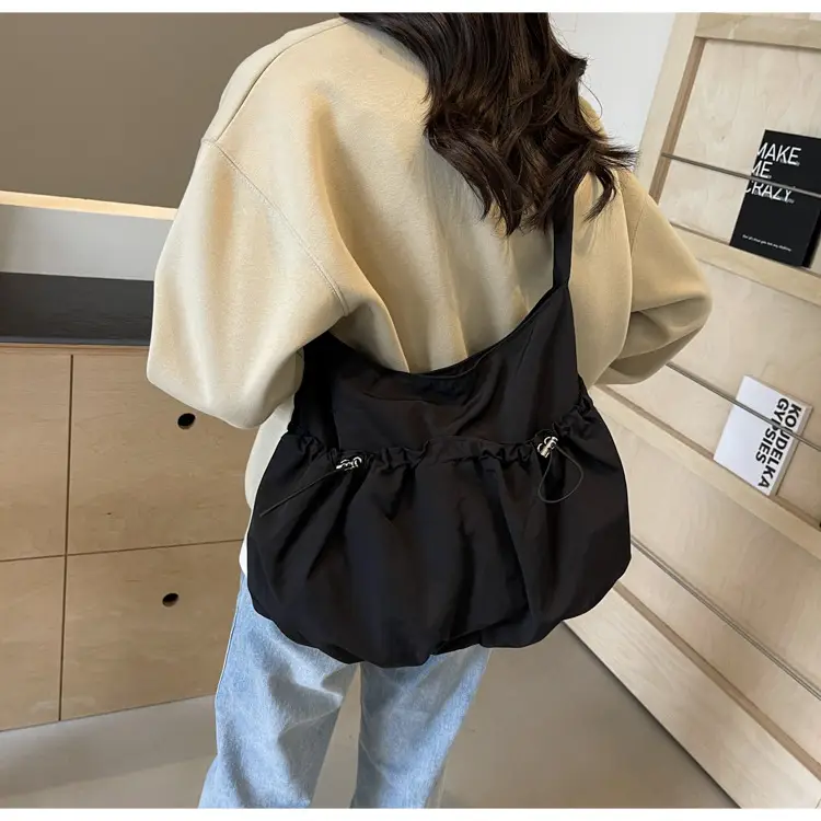 Korean Style Grey Nylon Shoulder Bag Large Capacity — feature 47