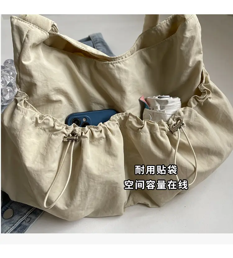 Korean Style Grey Nylon Shoulder Bag Large Capacity — feature 6