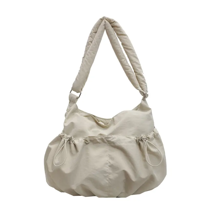 Korean Style Grey Nylon Shoulder Bag Large Capacity