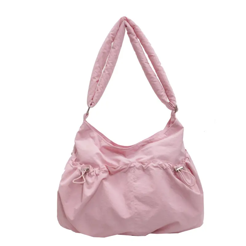 Korean Style Grey Nylon Shoulder Bag Large Capacity