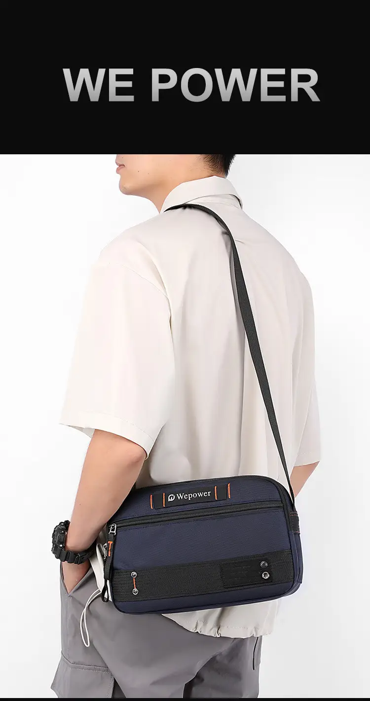 Men's Waterproof Crossbody Bag Black Multi Layer Travel Satchel — feature 14