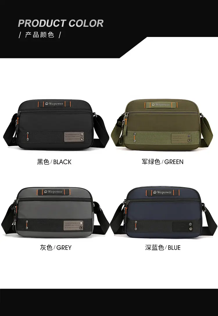 Men's Waterproof Crossbody Bag Black Multi Layer Travel Satchel — feature 19