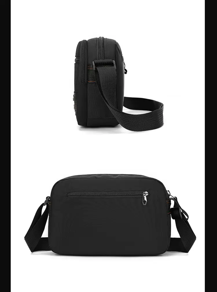 Men's Waterproof Crossbody Bag Black Multi Layer Travel Satchel — feature 21