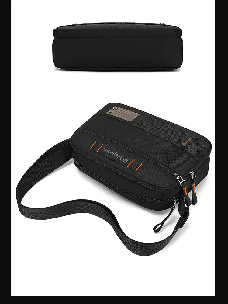 Men's Waterproof Crossbody Bag Black Multi Layer Travel Satchel — feature 22