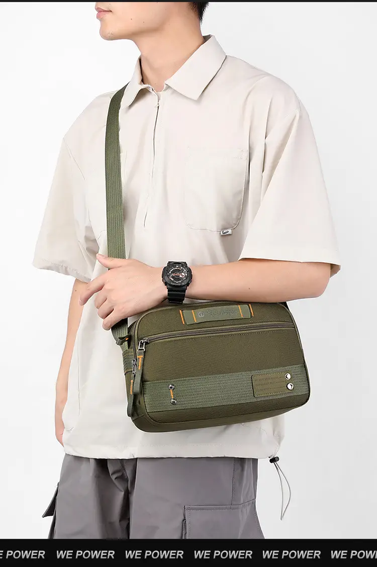 Men's Waterproof Crossbody Bag Black Multi Layer Travel Satchel — feature 5
