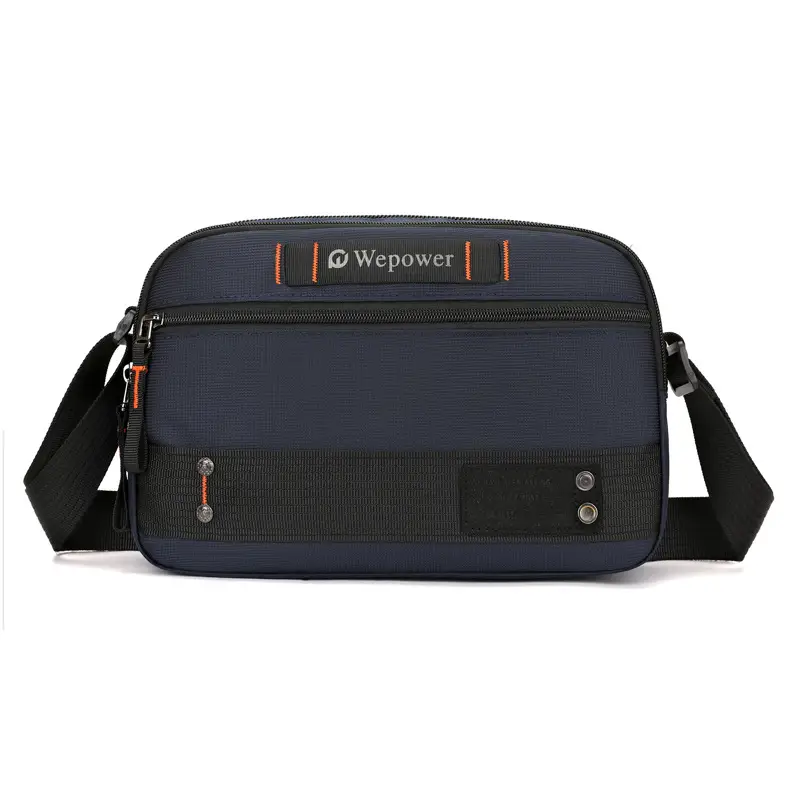 Men's Waterproof Crossbody Bag Black Multi Layer Travel Satchel