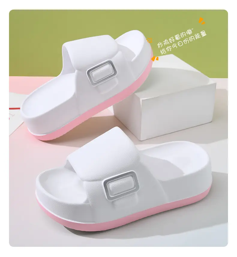Sandals Non-slip Breathable Thick Bottom Elevated Eva Shit-like Summer One-word Slippers for Women — feature 12