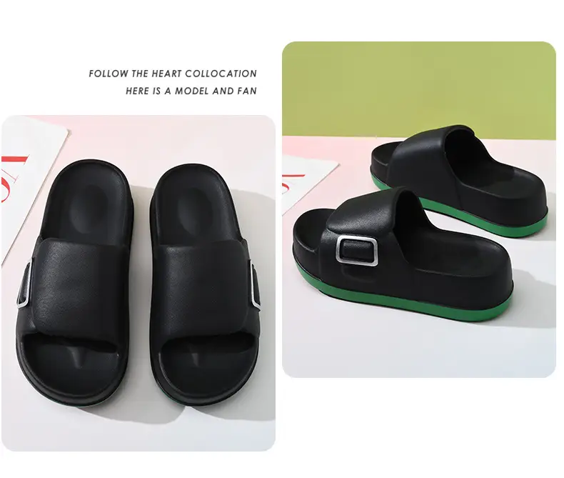 Sandals Non-slip Breathable Thick Bottom Elevated Eva Shit-like Summer One-word Slippers for Women — feature 18