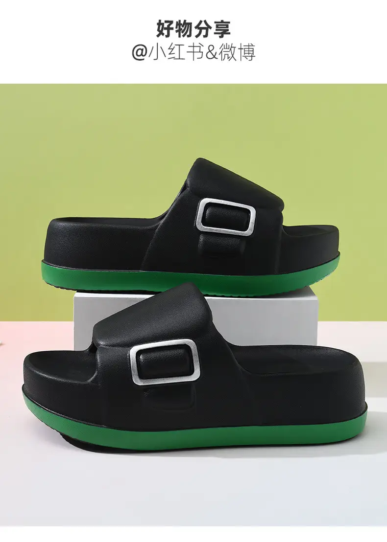 Sandals Non-slip Breathable Thick Bottom Elevated Eva Shit-like Summer One-word Slippers for Women — feature 19