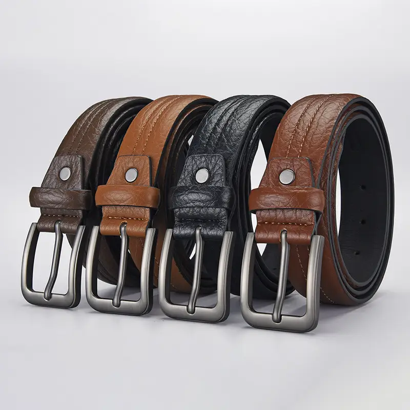 Men's Brown Leather Belt with Silver Buckle - Image 6