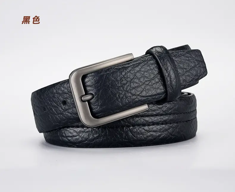 Men's Brown Leather Belt with Silver Buckle — feature 8