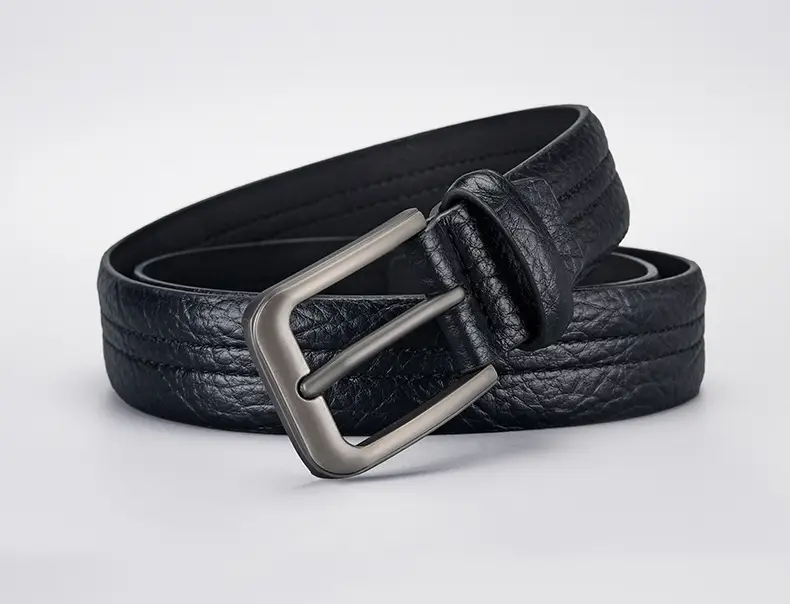 Men's Brown Leather Belt with Silver Buckle — feature 9
