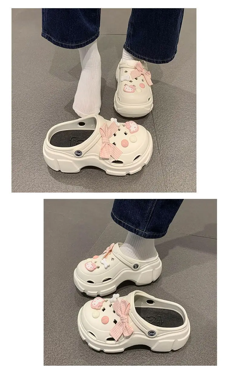 Bowknot Kt Cat Eva Thick-Soled Clogs Trendy Fashion Closed-Toe Beach Sandals for Women Summer Versatile — feature 18