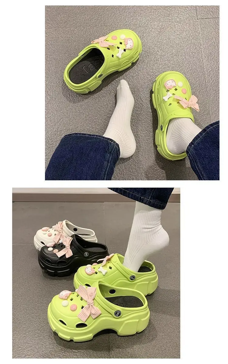 Bowknot Kt Cat Eva Thick-Soled Clogs Trendy Fashion Closed-Toe Beach Sandals for Women Summer Versatile — feature 20
