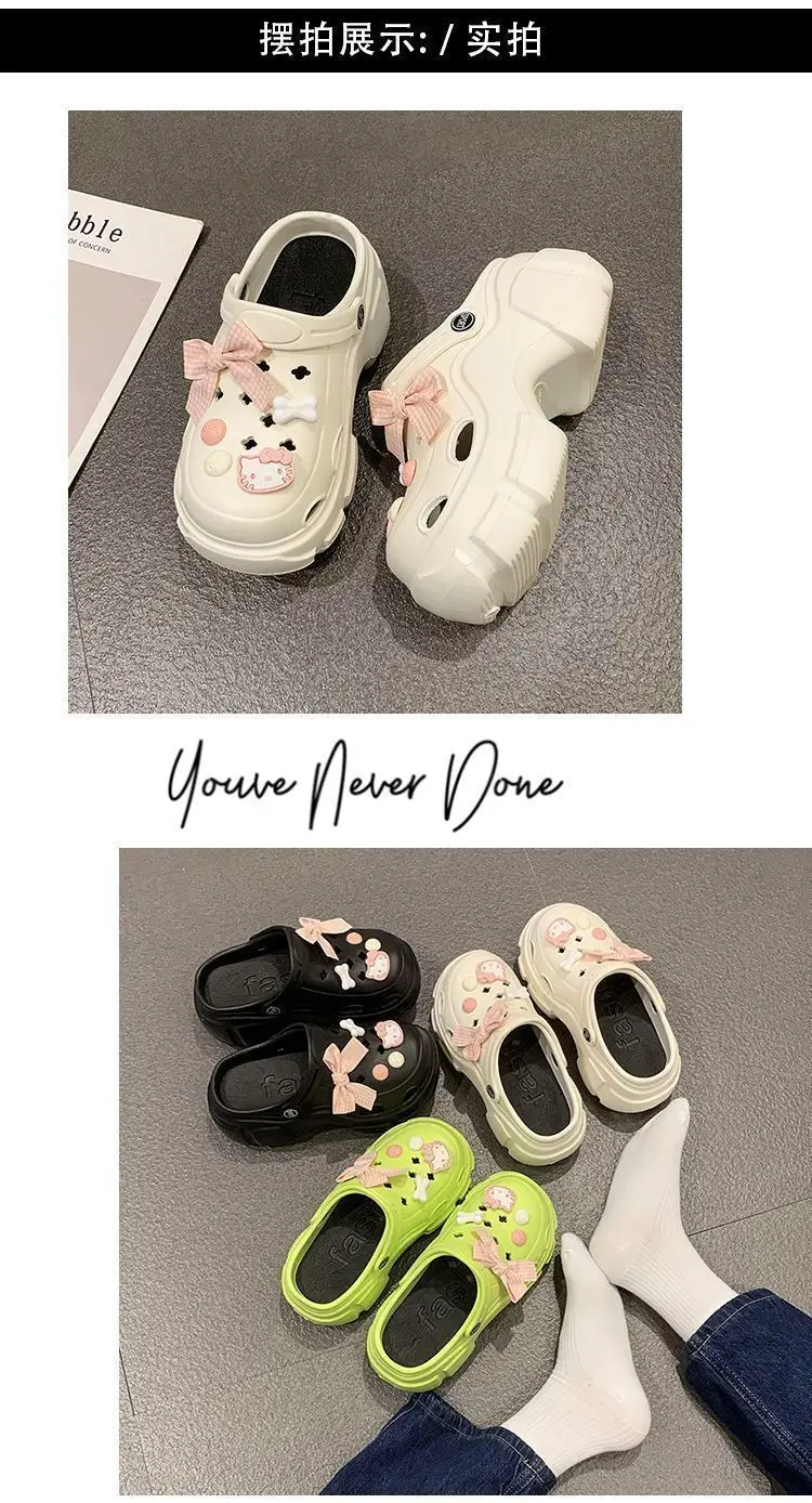 Bowknot Kt Cat Eva Thick-Soled Clogs Trendy Fashion Closed-Toe Beach Sandals for Women Summer Versatile — feature 26