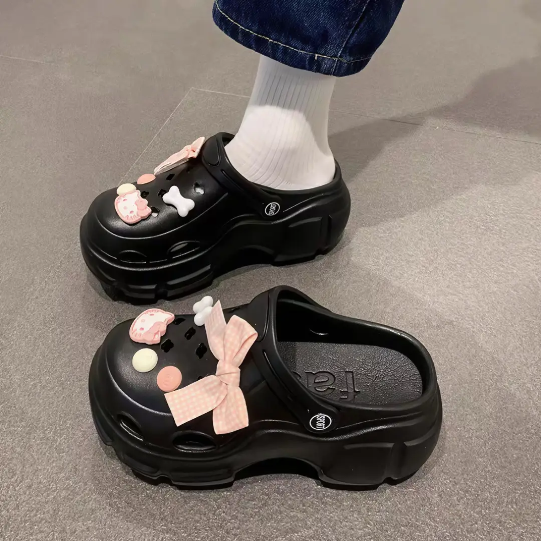 Bowknot Kt Cat Eva Thick-Soled Clogs Trendy Fashion Closed-Toe Beach Sandals for Women Summer Versatile - Image 2
