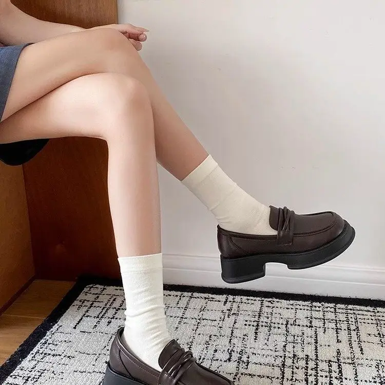 Black Retro British Style Women's Leather Shoes 2024 - Image 2