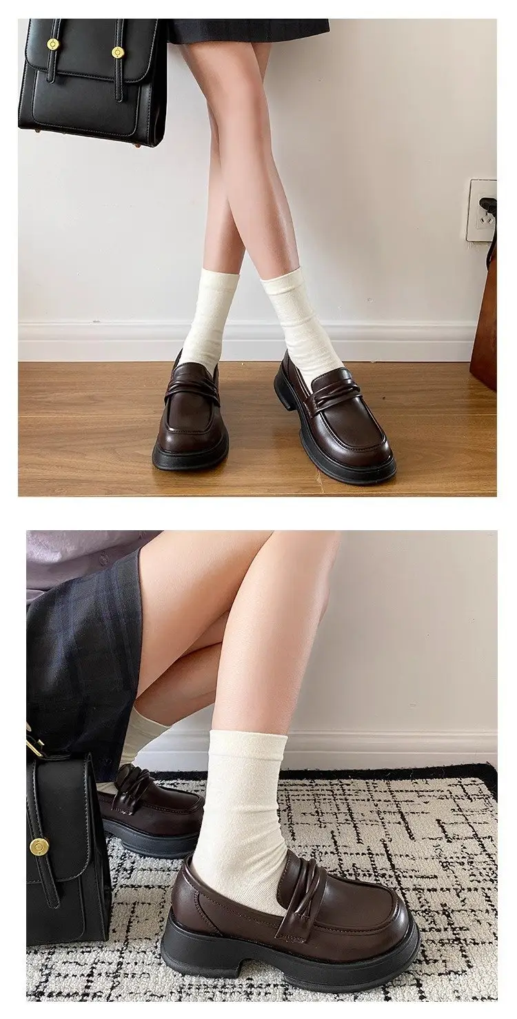 Black Retro British Style Women's Leather Shoes 2024 — feature 10