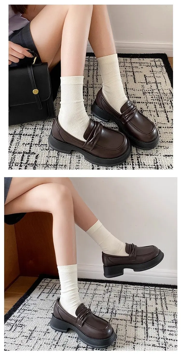 Black Retro British Style Women's Leather Shoes 2024 — feature 11