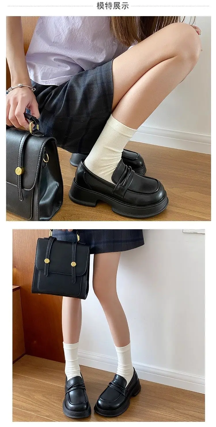 Black Retro British Style Women's Leather Shoes 2024 — feature 4