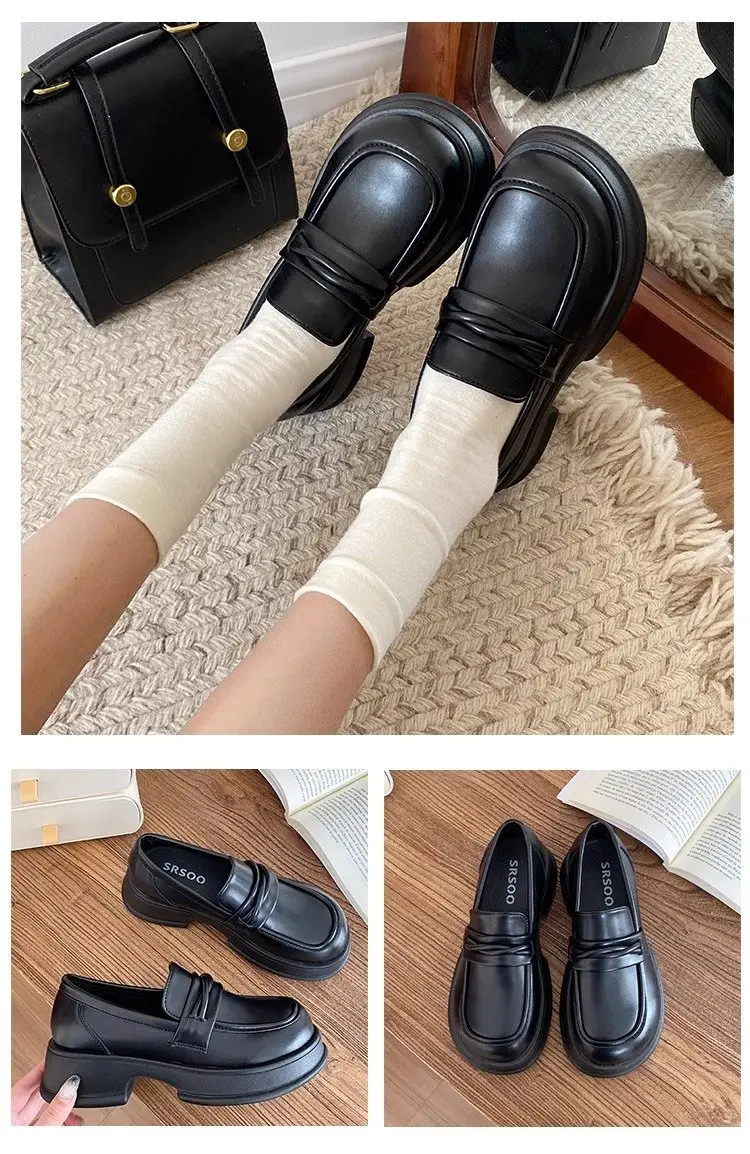 Black Retro British Style Women's Leather Shoes 2024 — feature 5