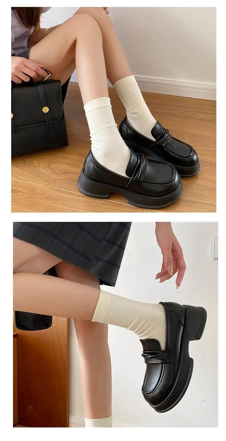 Black Retro British Style Women's Leather Shoes 2024 — feature 6