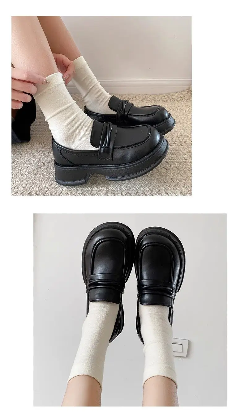Black Retro British Style Women's Leather Shoes 2024 — feature 7