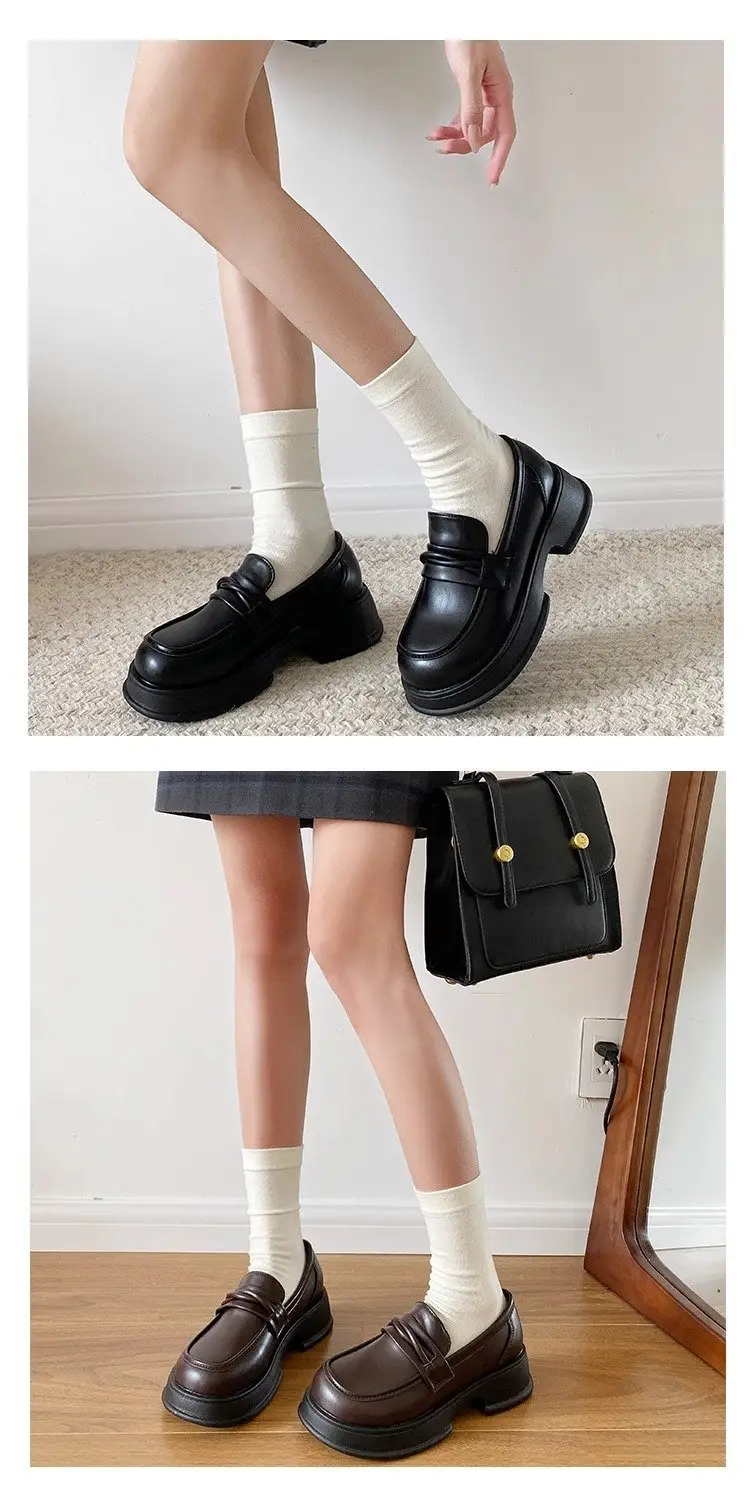 Black Retro British Style Women's Leather Shoes 2024 — feature 8