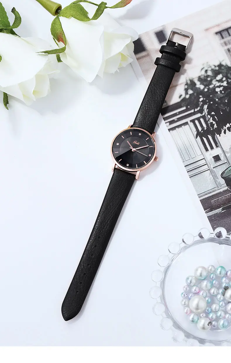 Women's Rose Gold Quartz Watch with Brown Leather Belt — feature 14