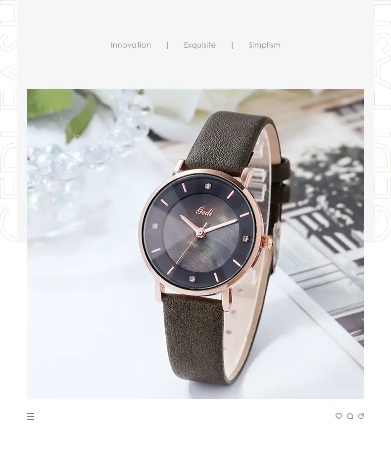 Women's Rose Gold Quartz Watch with Brown Leather Belt — feature 8