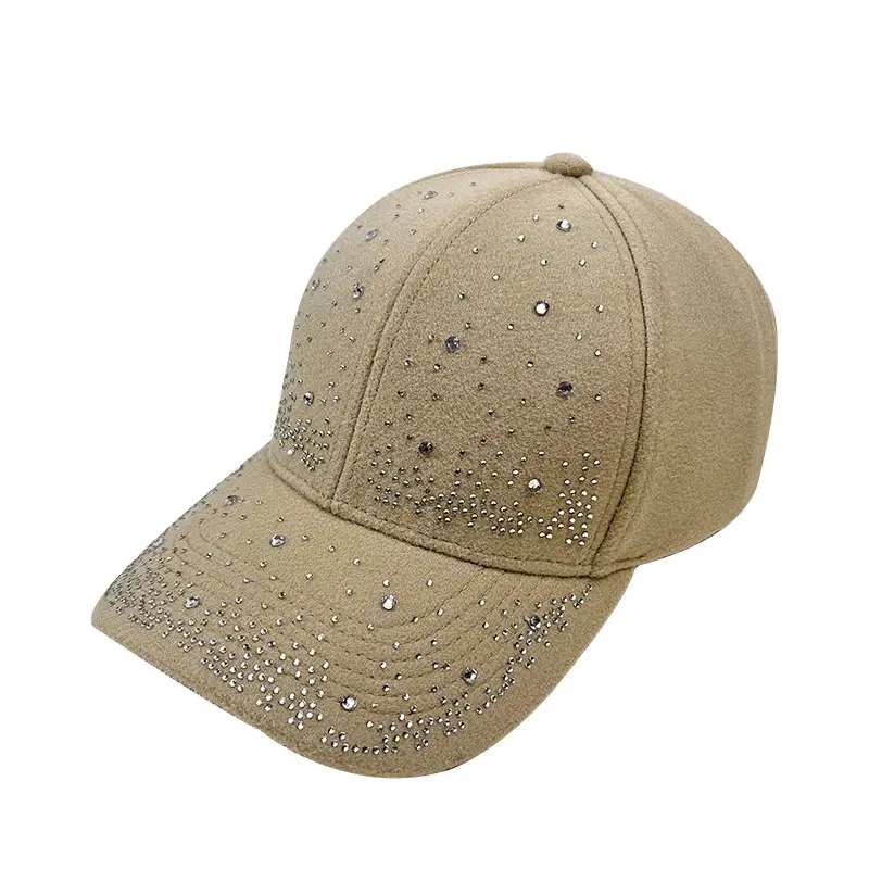 Women's Rhinestone Woolen Baseball Cap Black White - Image 12
