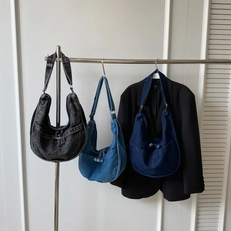 Retro Denim Shoulder Bag for Women Casual Commute - Image 4