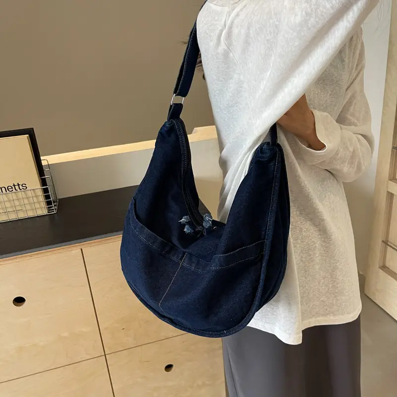 Retro Denim Shoulder Bag for Women Casual Commute - Image 5