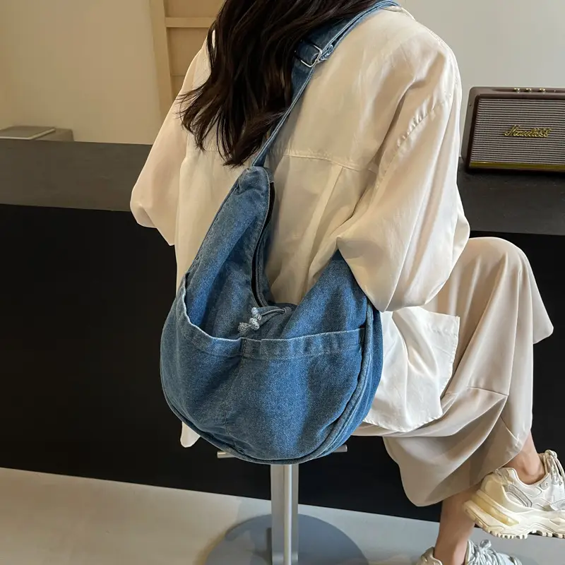 Retro Denim Shoulder Bag for Women Casual Commute - Image 6