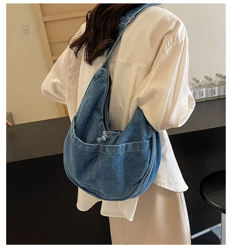 Retro Denim Shoulder Bag for Women Casual Commute — feature 2