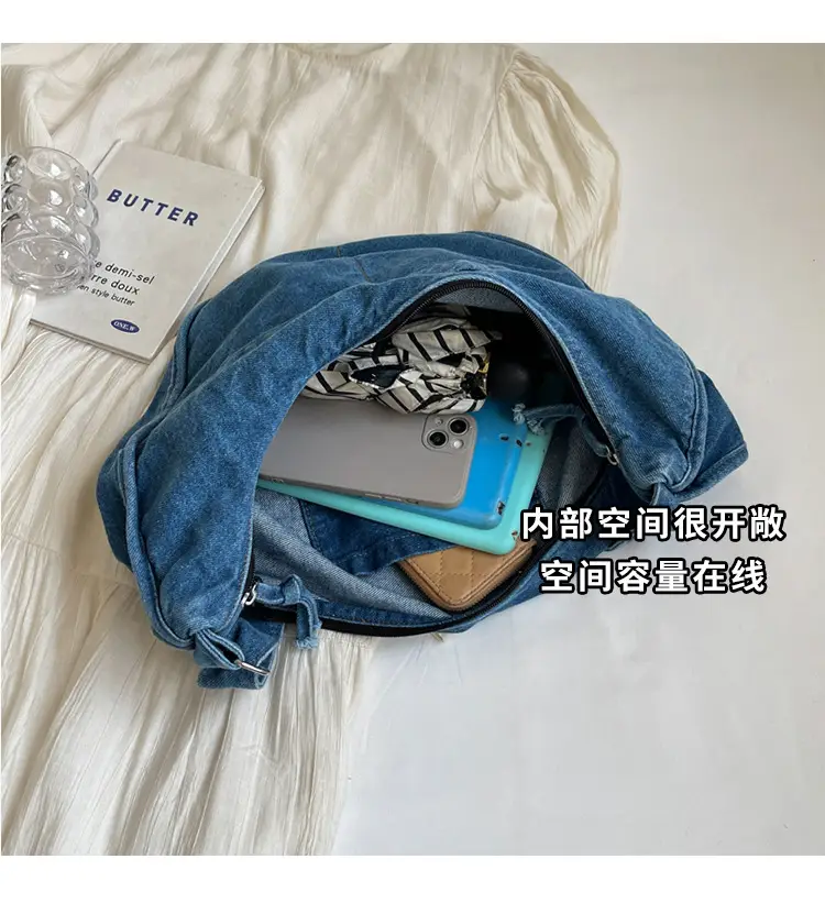 Retro Denim Shoulder Bag for Women Casual Commute — feature 8