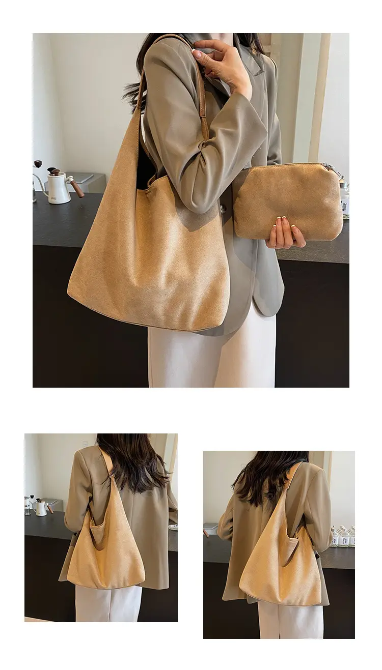 Women's 2-Piece Tan Suede Tote & Wallet Set — feature 9
