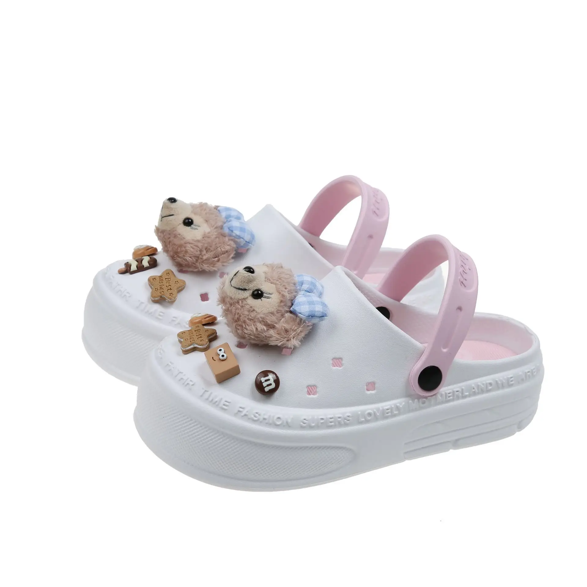 Women Pink White Bear Clogs Slip-On Comfort - Image 8