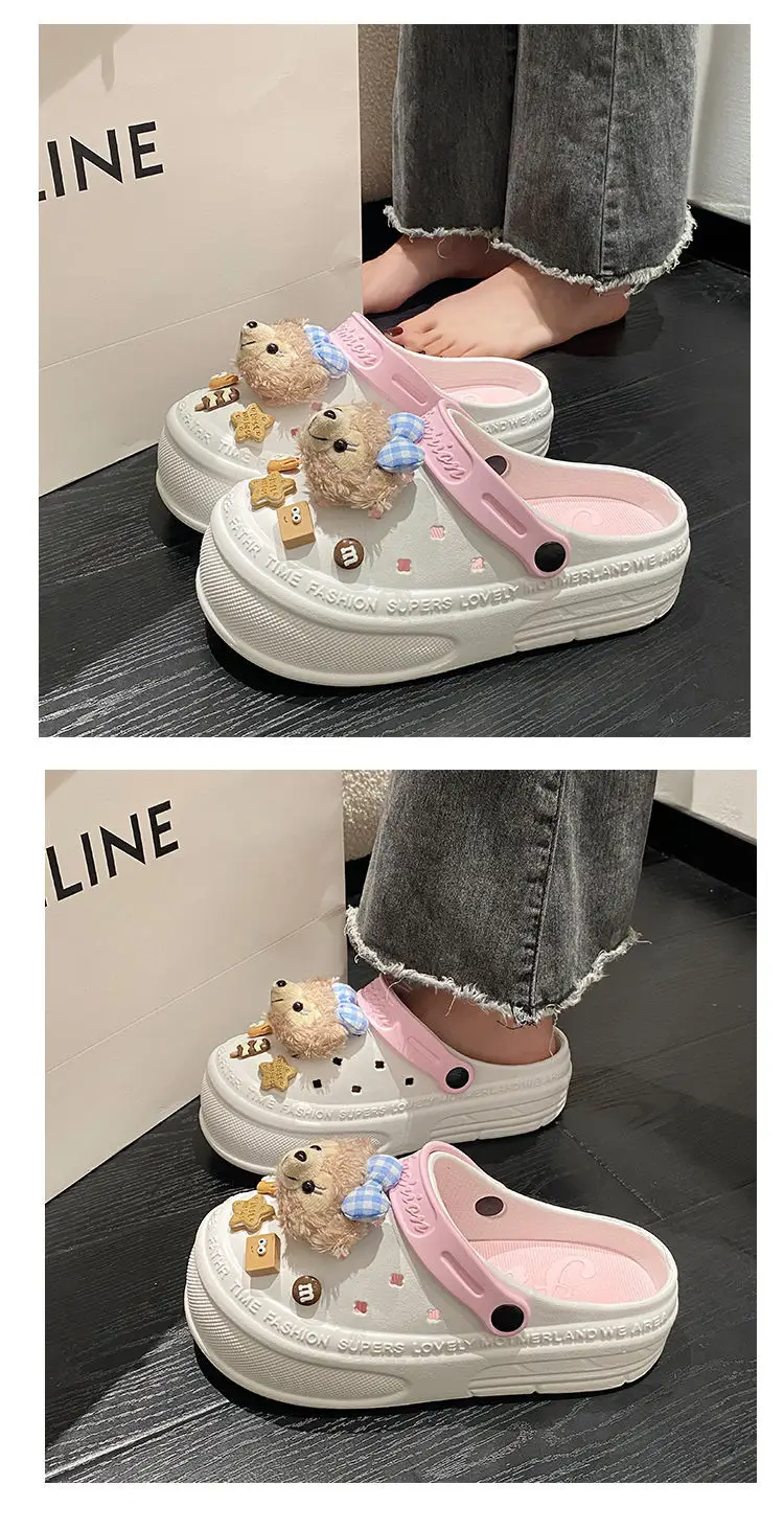 Women Pink White Bear Clogs Slip-On Comfort — feature 13