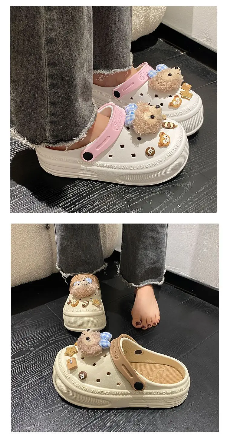 Women Pink White Bear Clogs Slip-On Comfort — feature 17