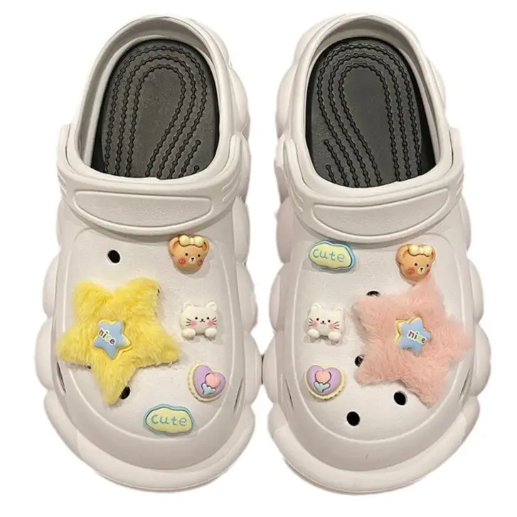 Women's Black Cloud Cave Sandals with Cute Embroidery - Image 8