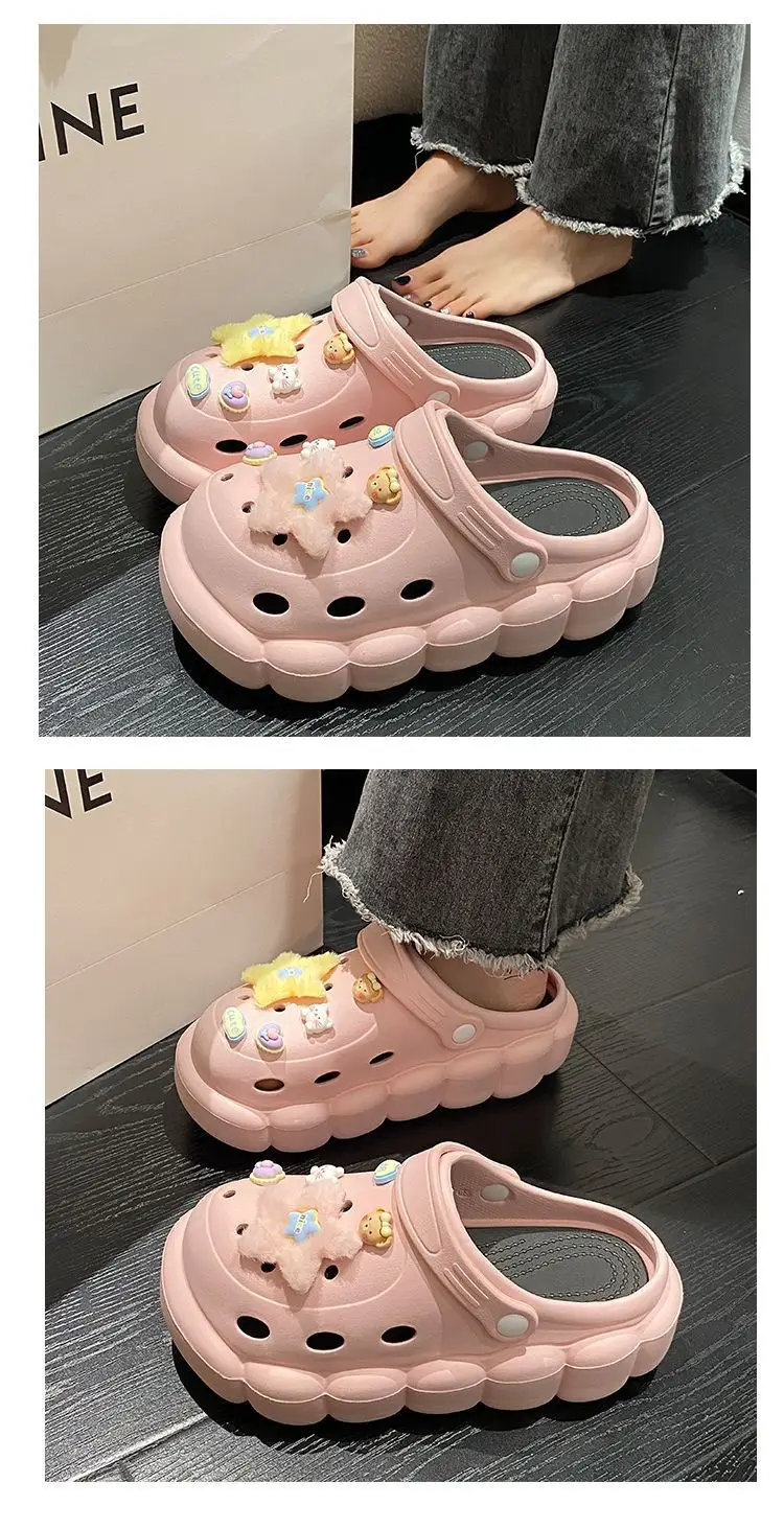 Women's Black Cloud Cave Sandals with Cute Embroidery — feature 14