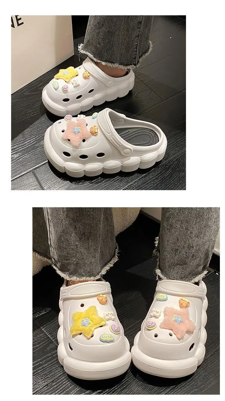 Women's Black Cloud Cave Sandals with Cute Embroidery — feature 16