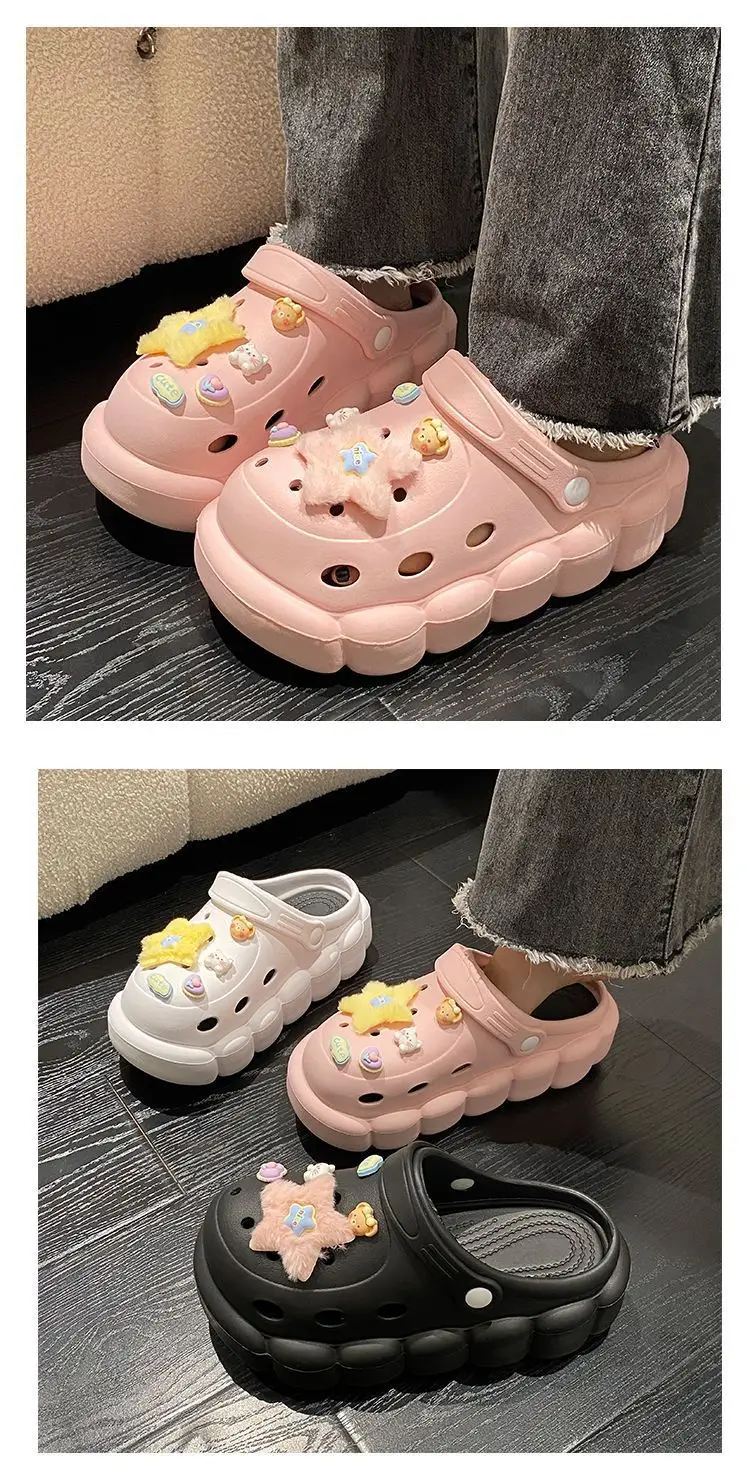 Women's Black Cloud Cave Sandals with Cute Embroidery — feature 19