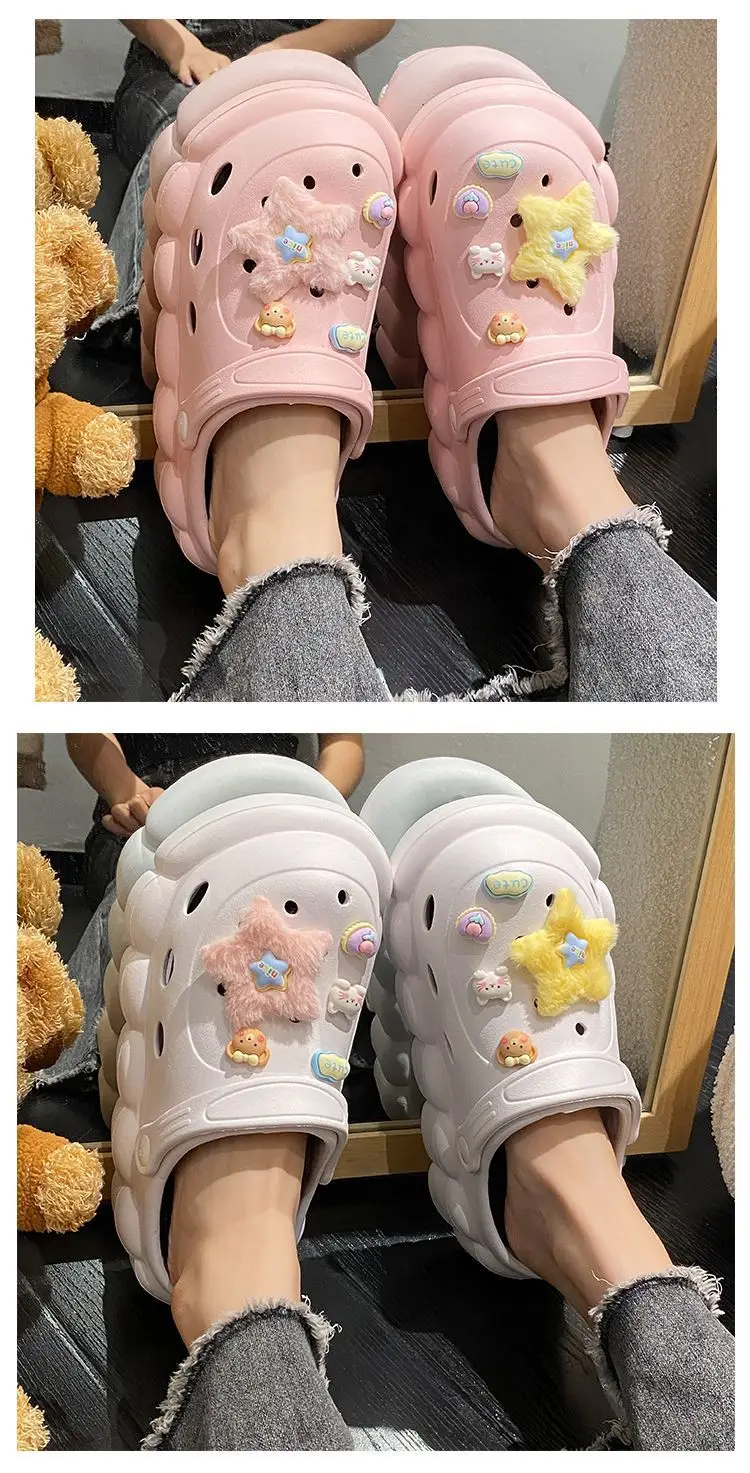 Women's Black Cloud Cave Sandals with Cute Embroidery — feature 20