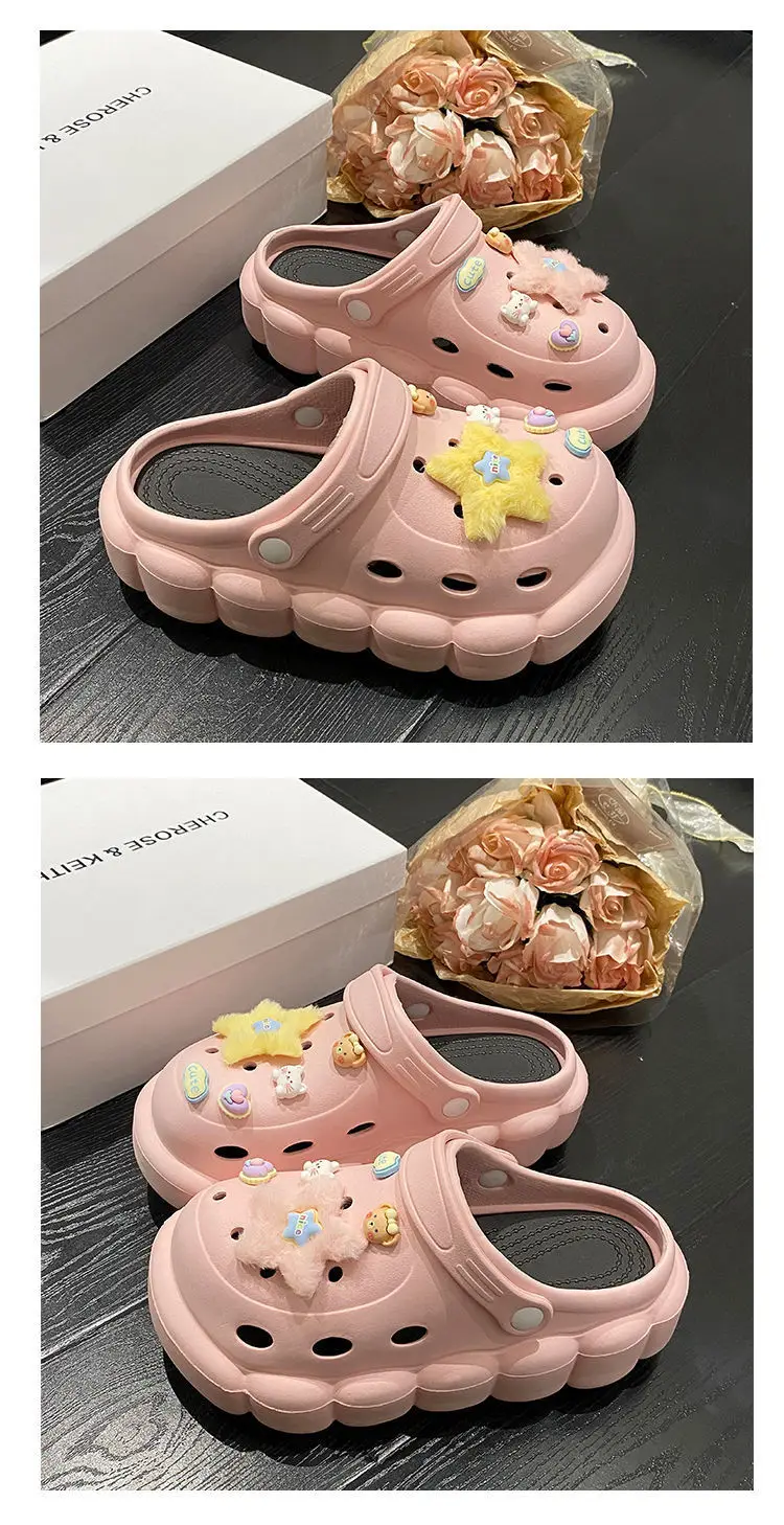 Women's Black Cloud Cave Sandals with Cute Embroidery — feature 25